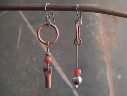 copper mismatch love earrings