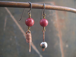copper coiled & not earrings