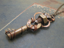 coiled hex & key necklace